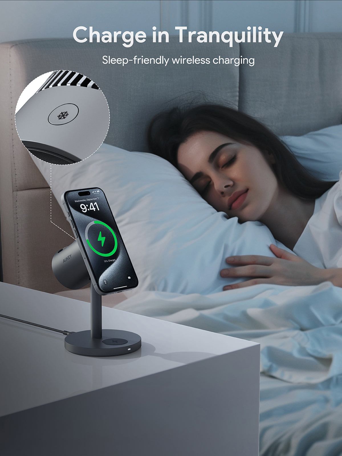 Зарядна стойка от AUKEY 3 в 1 - с активно охлаждане