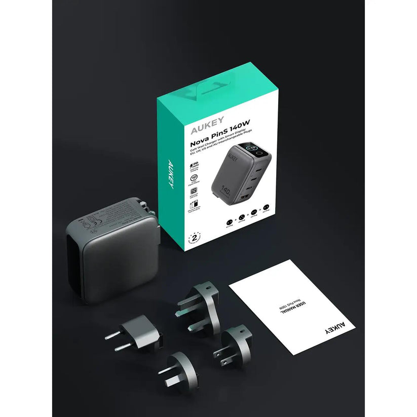 Зарядно устройство от AUKEY Nova PinS 140W GaN с дисплей - iSTYLE.bg
