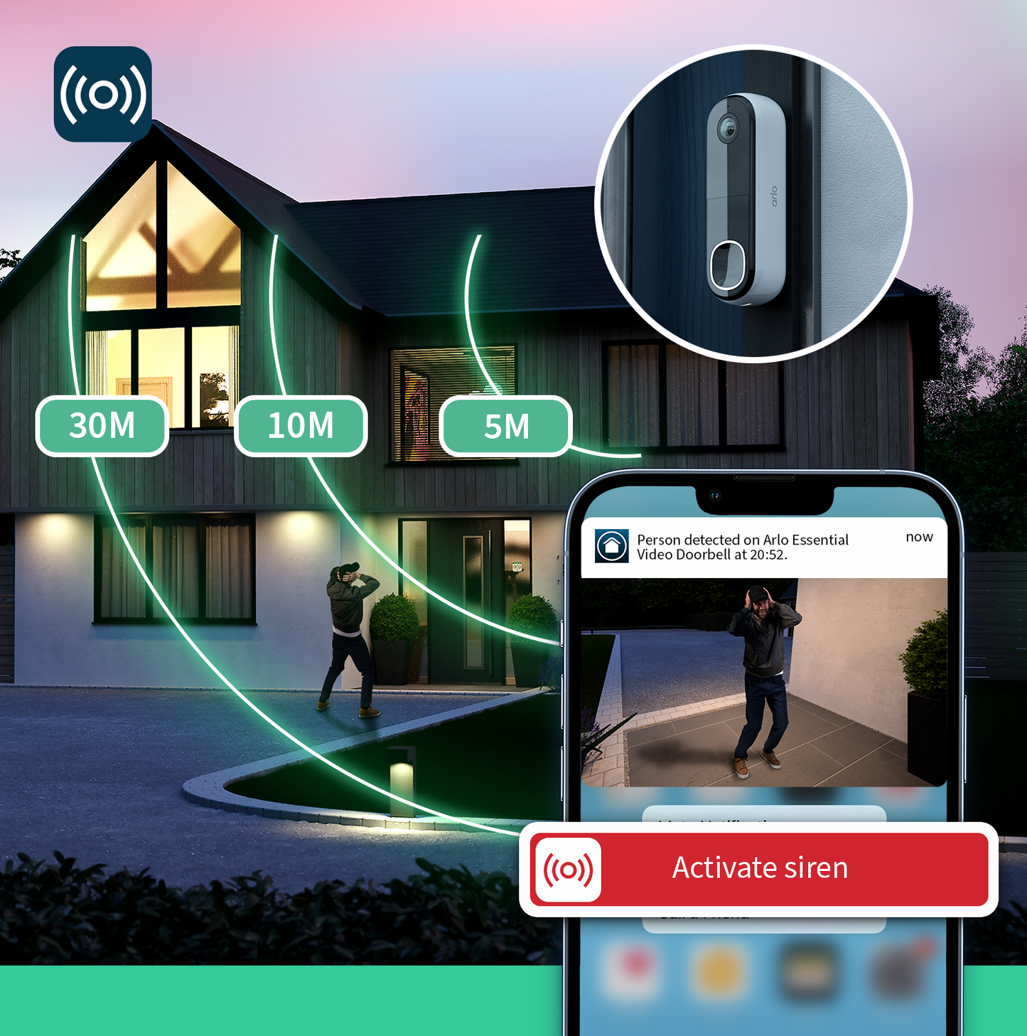 Arlo Essential (Gen.2) Video Doorbell 2K Security wireless - 1 Doorbell - White