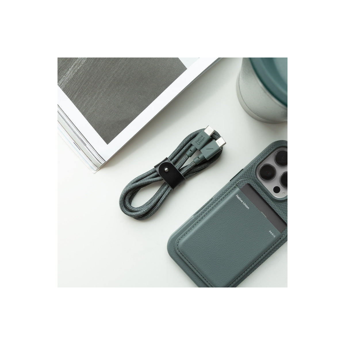 Native Union Belt Cable USB-C to USB-C 1,2m - Slate Green