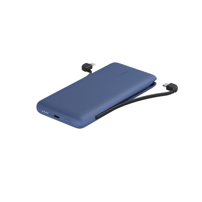 Belkin BOOST CHARGE Plus 10K USB-C Power Bank with Integrated Cables - Blue