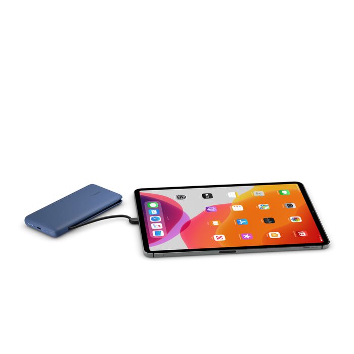 Belkin BOOST CHARGE Plus 10K USB-C Power Bank with Integrated Cables - Blue