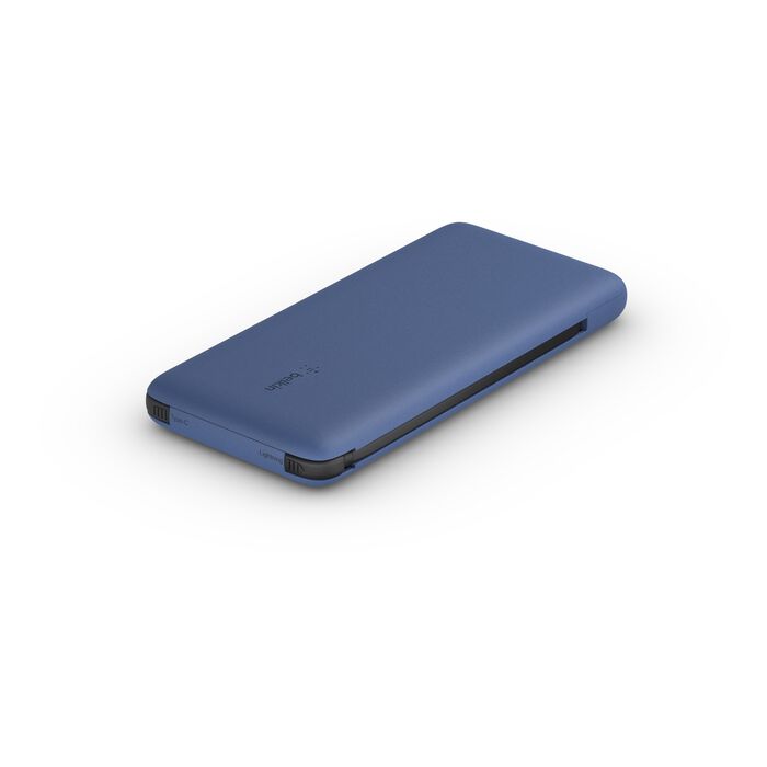 Belkin BOOST CHARGE Plus 10K USB-C Power Bank with Integrated Cables - Blue