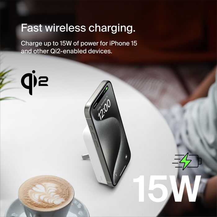 Външна батерия от Belkin 10k Qi2  - бяла