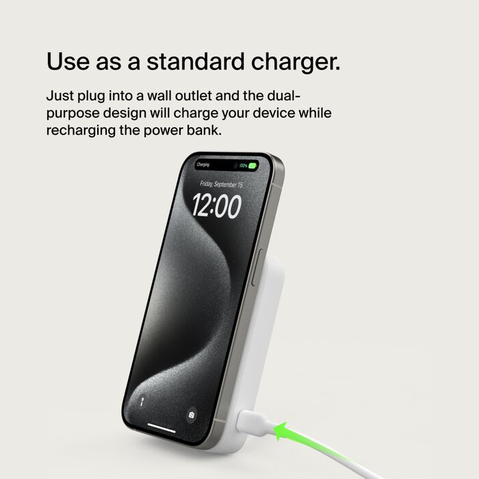 Външна батерия от Belkin 10k Qi2  - бяла