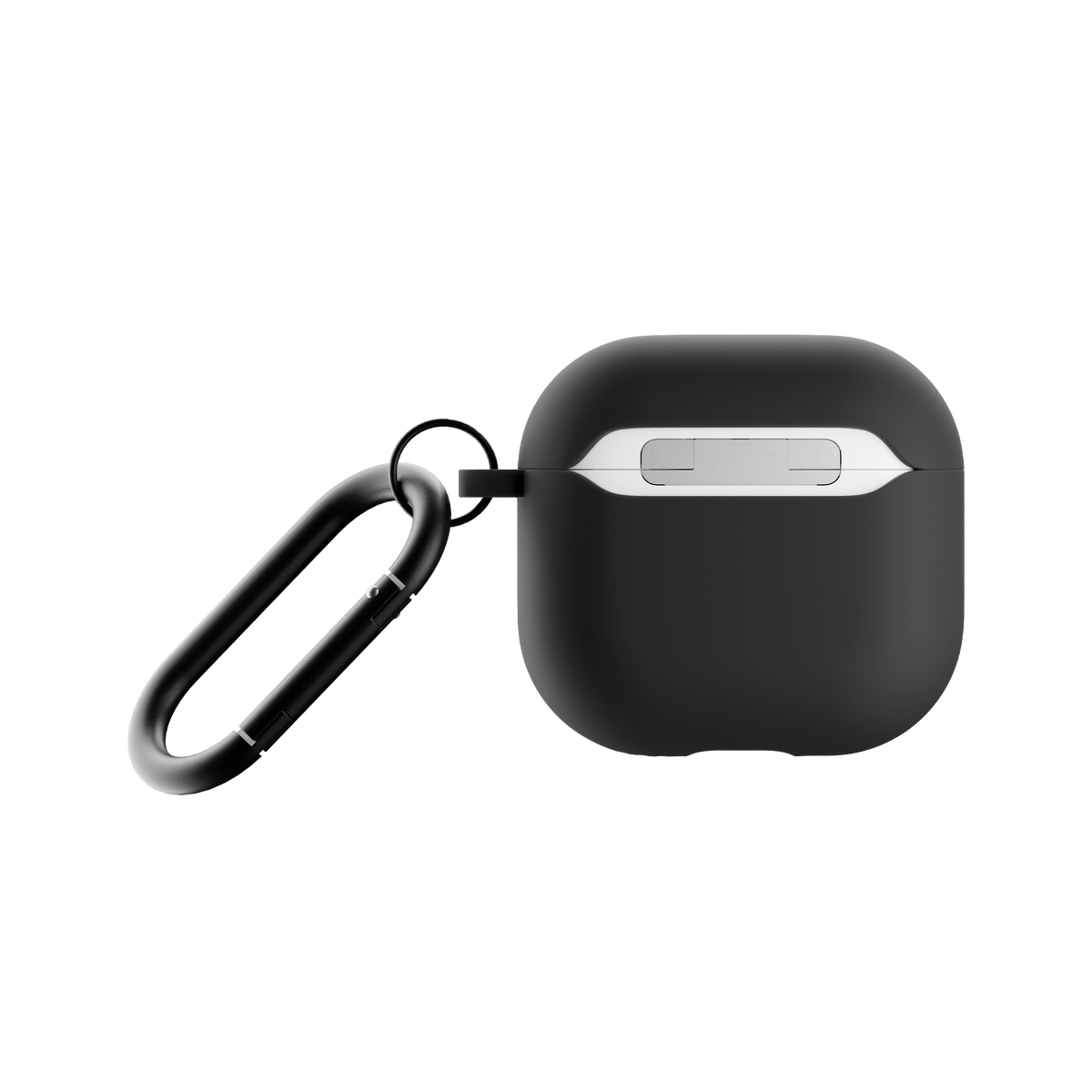 Черен калъф Native Union Active Case за AirPods 4, изглед отзад с метална клипса