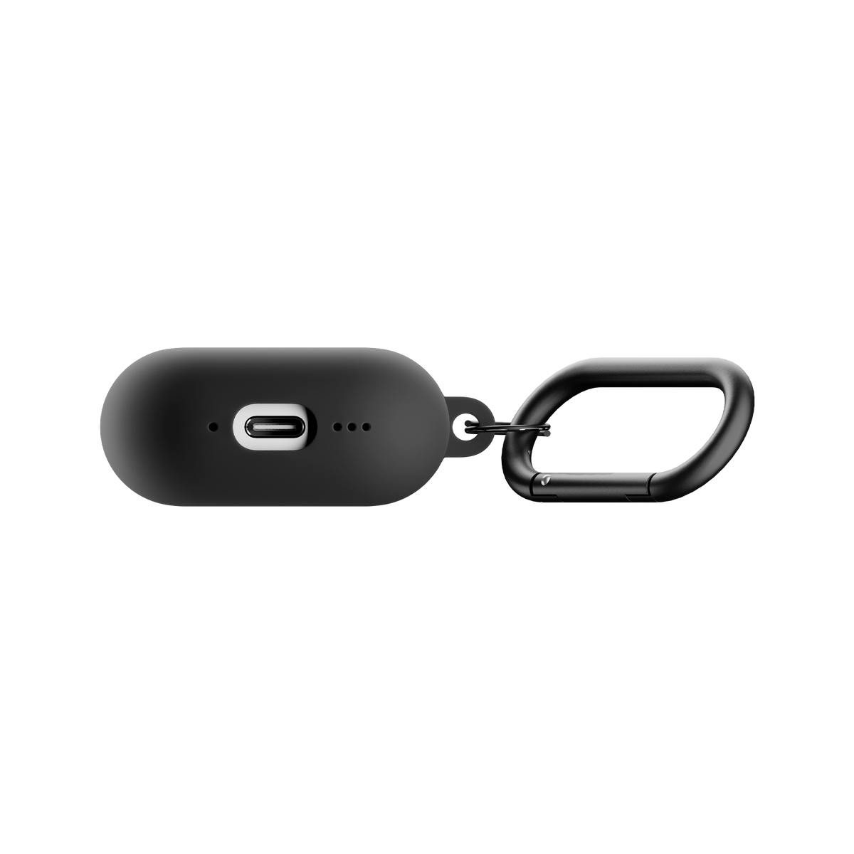 Черен калъф Native Union Active Case за AirPods 4, изглед отдолу с отвор за зареждане