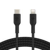 Кабел от Belkin BOOST CHARGE USB-C към Lightning, плетен - 1M - черен