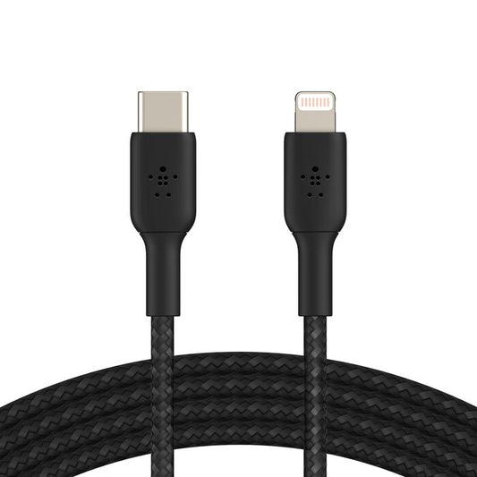 Кабел от Belkin BOOST CHARGE USB-C към Lightning, плетен - 1M - черен