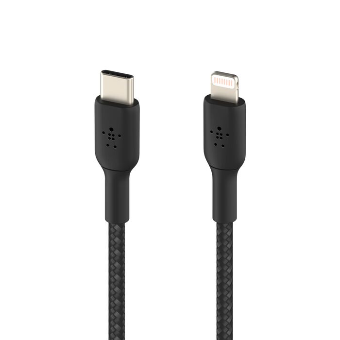 Кабел от Belkin BOOST CHARGE USB-C към Lightning, плетен - 1M - черен