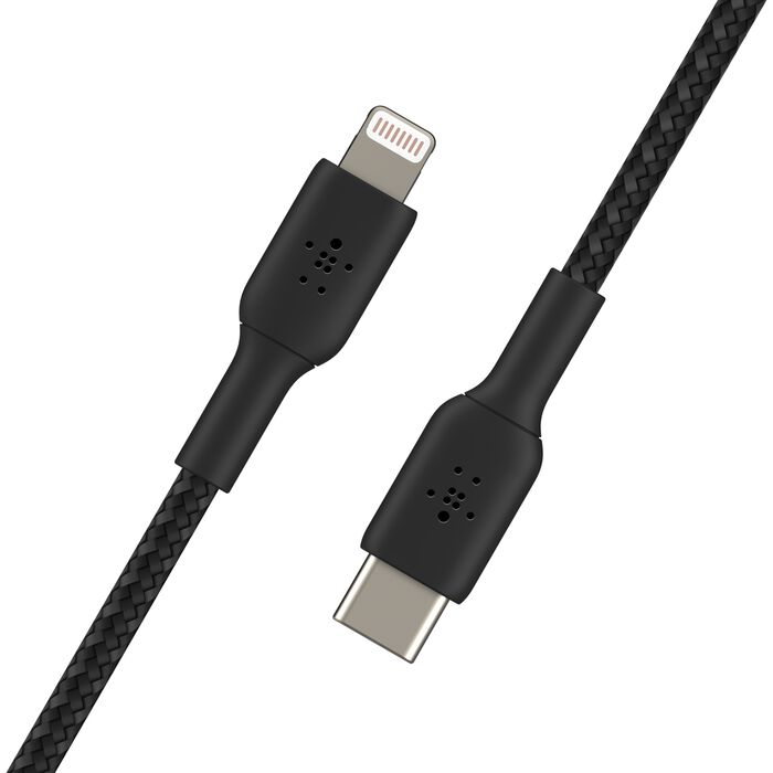 Кабел от Belkin BOOST CHARGE USB-C към Lightning, плетен - 1M - черен