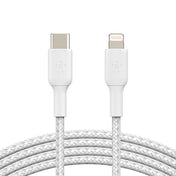 Кабел от Belkin BOOST CHARGE USB-C към Lightning, плетен - 1M - бял