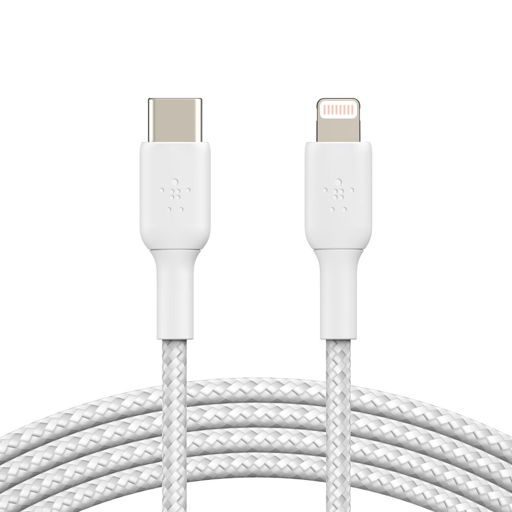 Кабел от Belkin BOOST CHARGE USB-C към Lightning, плетен - 1M - бял