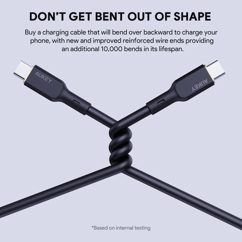 AUKEY Circlet Blink 240W Silicone USB-C to USB-C Cable 1.8m Black - iSTYLE BG