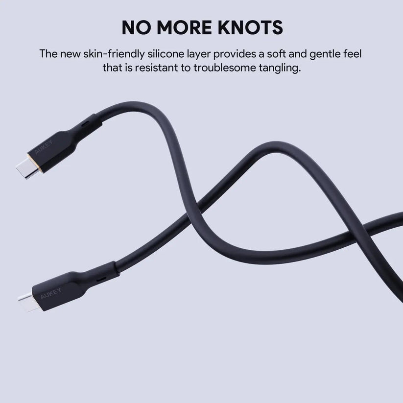 AUKEY Circlet Blink 240W Silicone USB-C to USB-C Cable 1.8m Black - iSTYLE BG