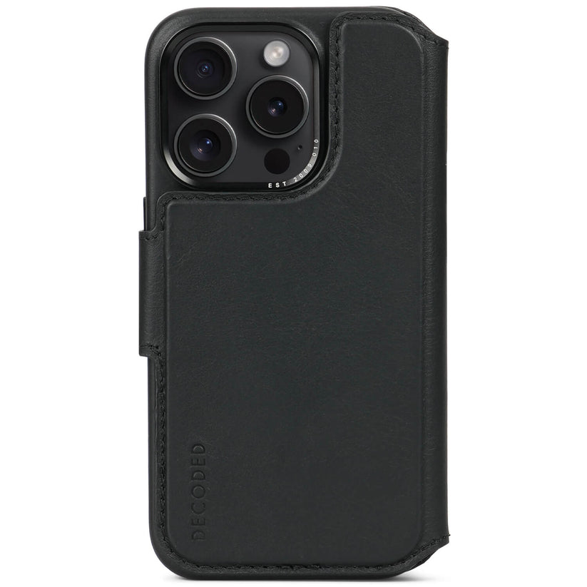 Decoded Leather Detachable Wallet, black - iPhone 15 Pro - iSTYLE BG