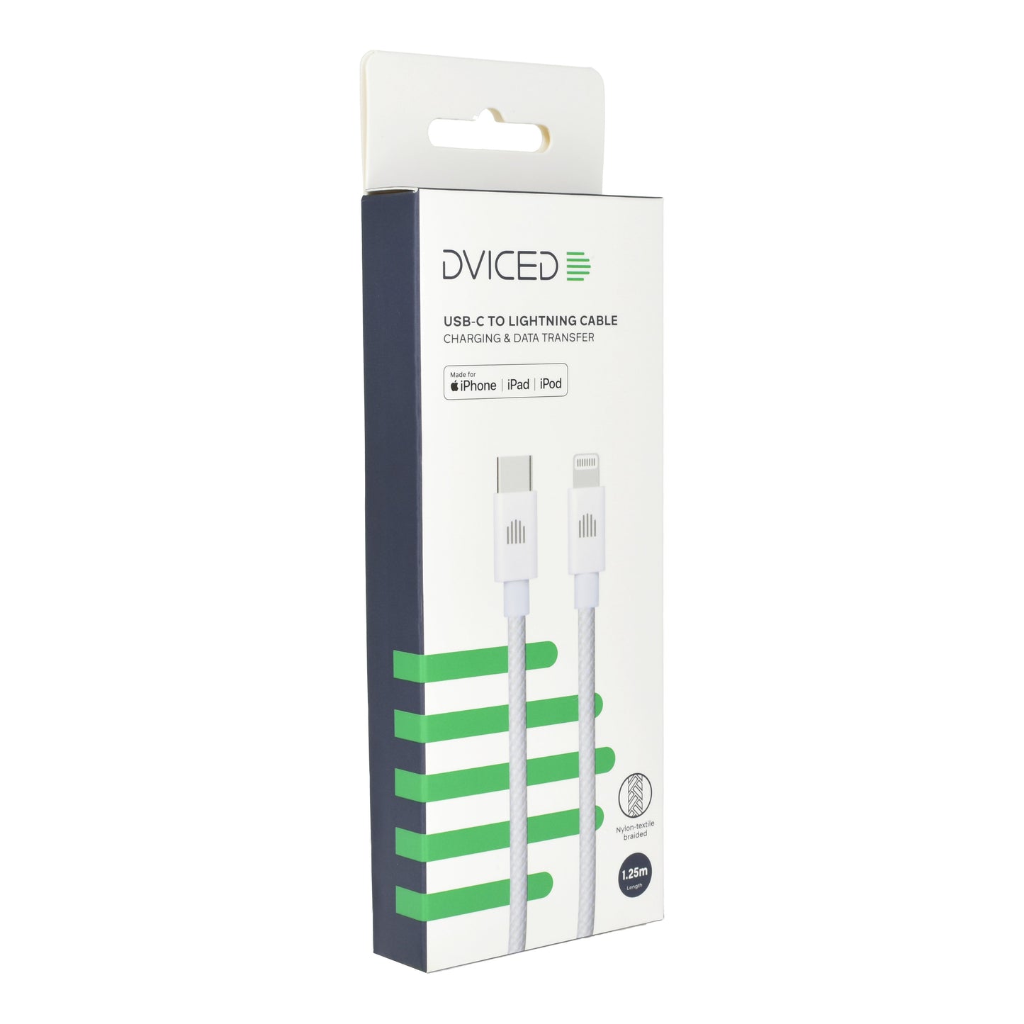 Dviced Cable USB-C to Lightning Nylon Textile 1,25m - White