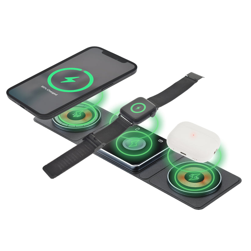 Dviced 3-in-1 foldable magnetic wireless charger - Black/Copper - iSTYLE BG