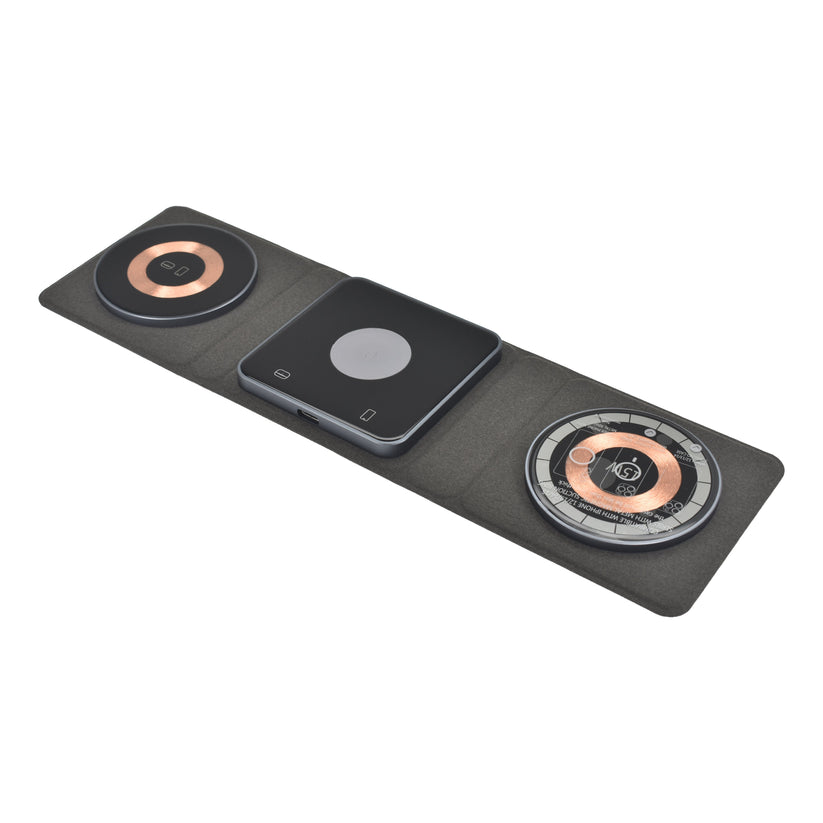 Dviced 3-in-1 foldable magnetic wireless charger - Black/Copper - iSTYLE BG
