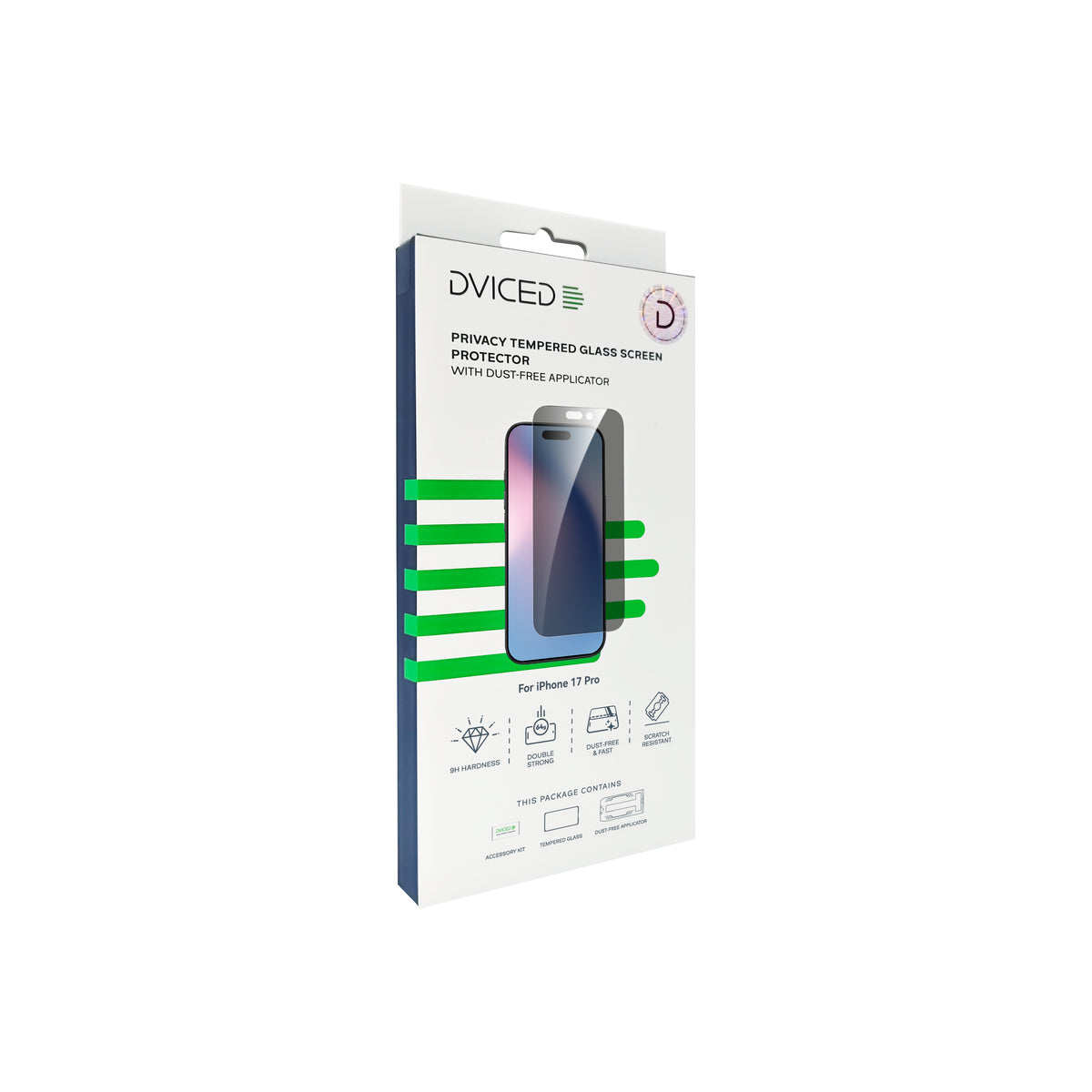 Dviced Протектор за екран от закалено стъкло с поверителност за iPhone 17 Pro с апликатор за отстраняване на прах - iSTYLE BG
