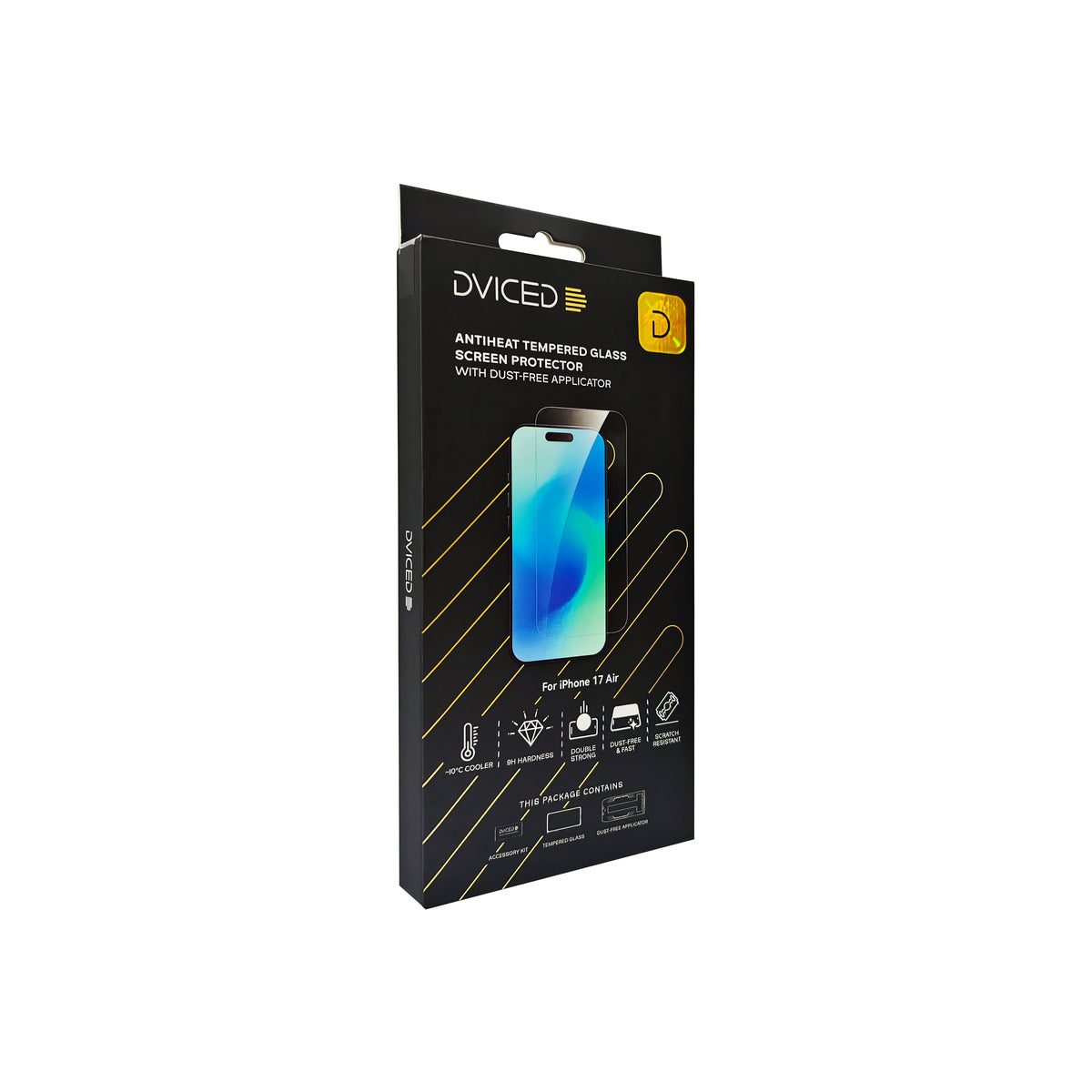 Dviced Протектор за екран от закалено стъкло „AntiHeat“ за iPhone Air с апликатор за отстраняване на прах - iSTYLE BG