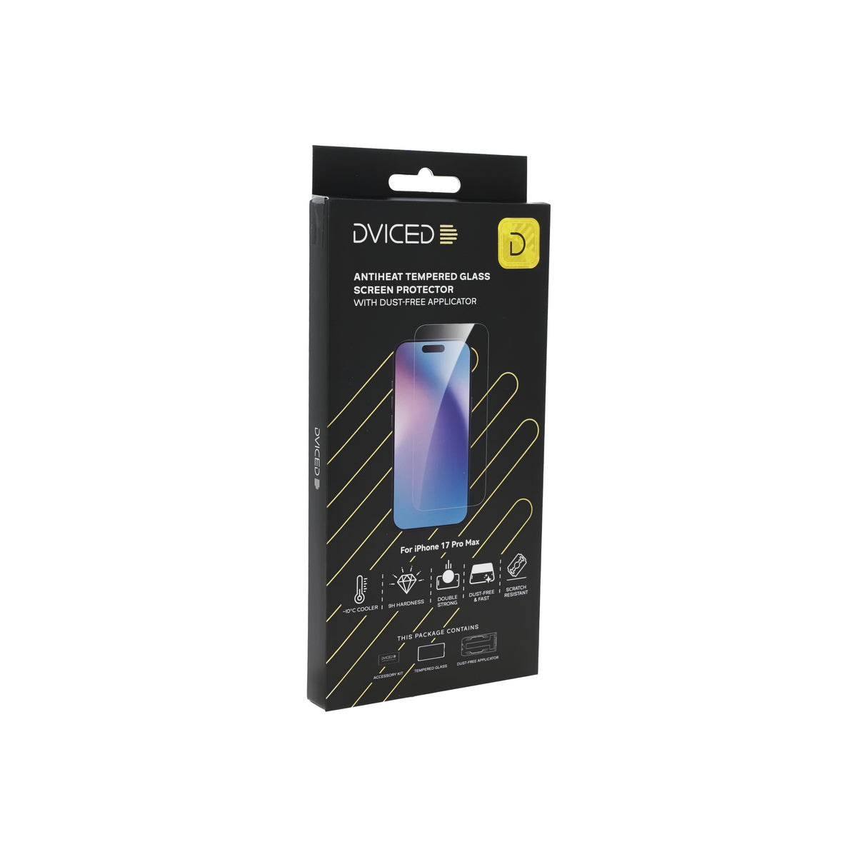 Dviced Протектор за екран от закалено стъкло „AntiHeat“ за iPhone 17 Pro Max с апликатор за отстраняване на прах - iSTYLE BG