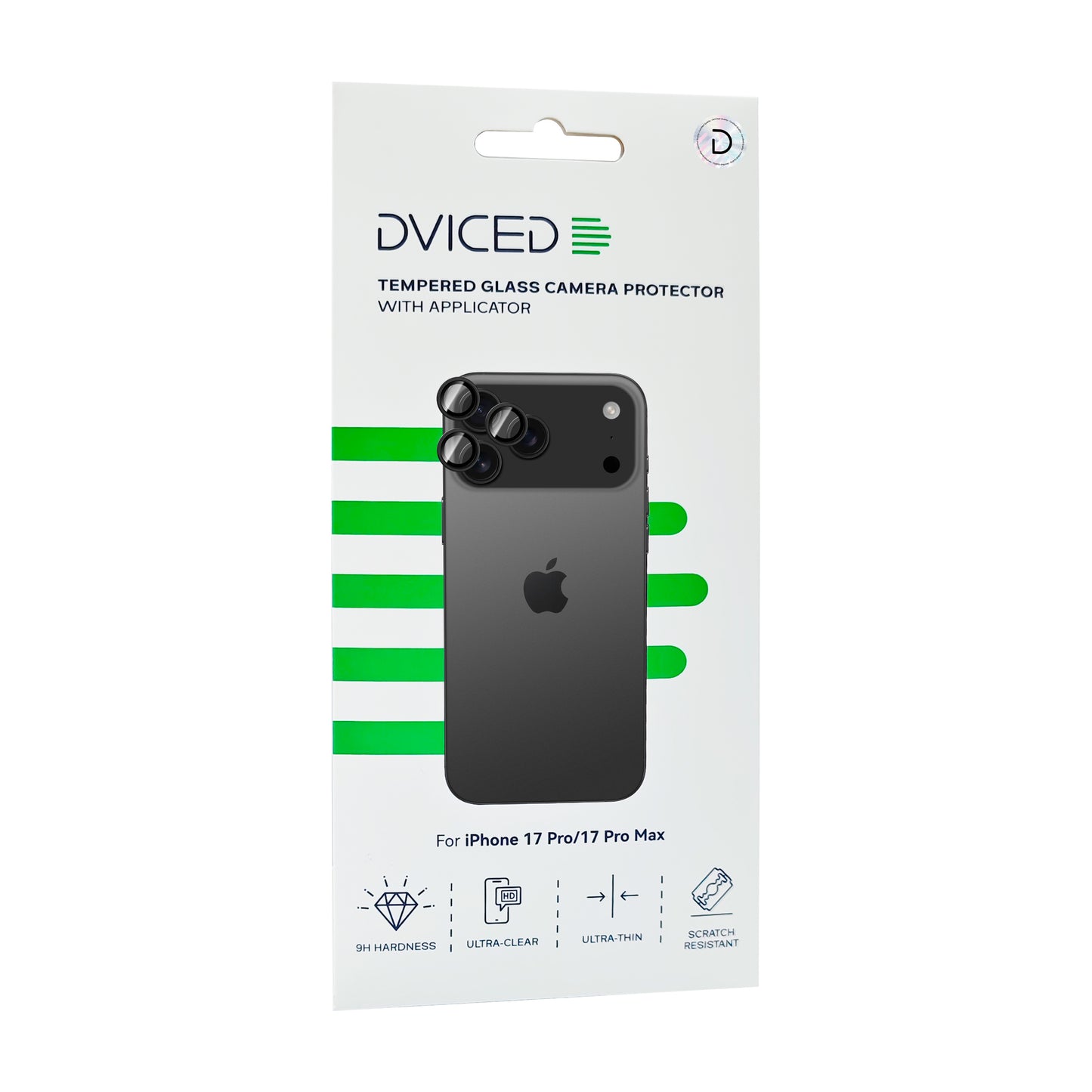 Dviced Протектор за камера от закалено стъкло с апликатор за iPhone 17 Pro / 17 Pro Max