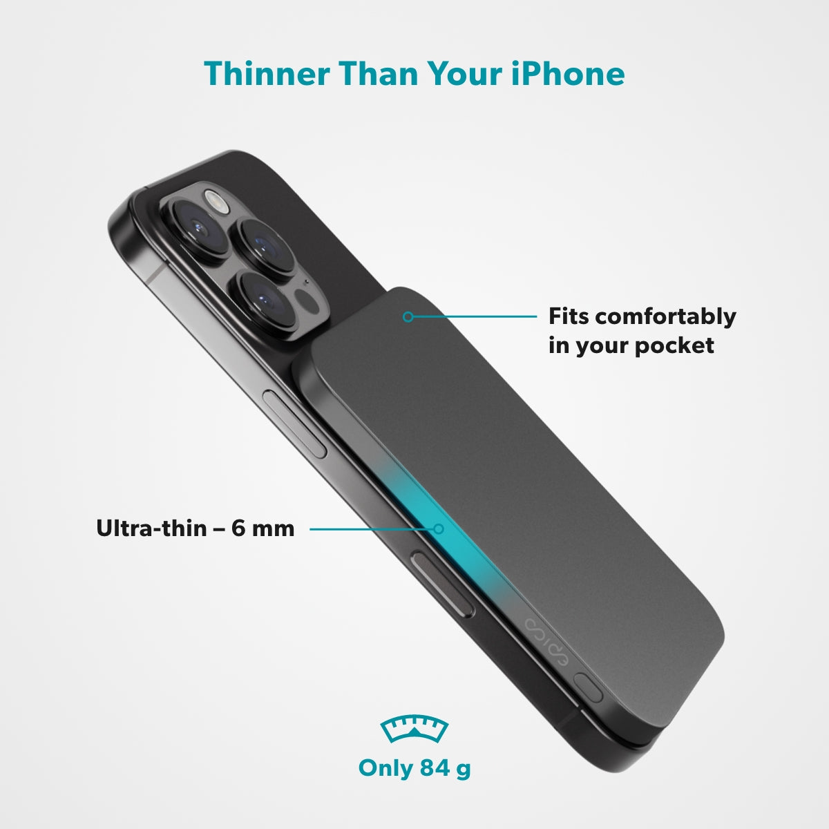 Epico UltraPack Slim 3000mAh Alu Mag+ Wireless Power Bank EM31 - space grey