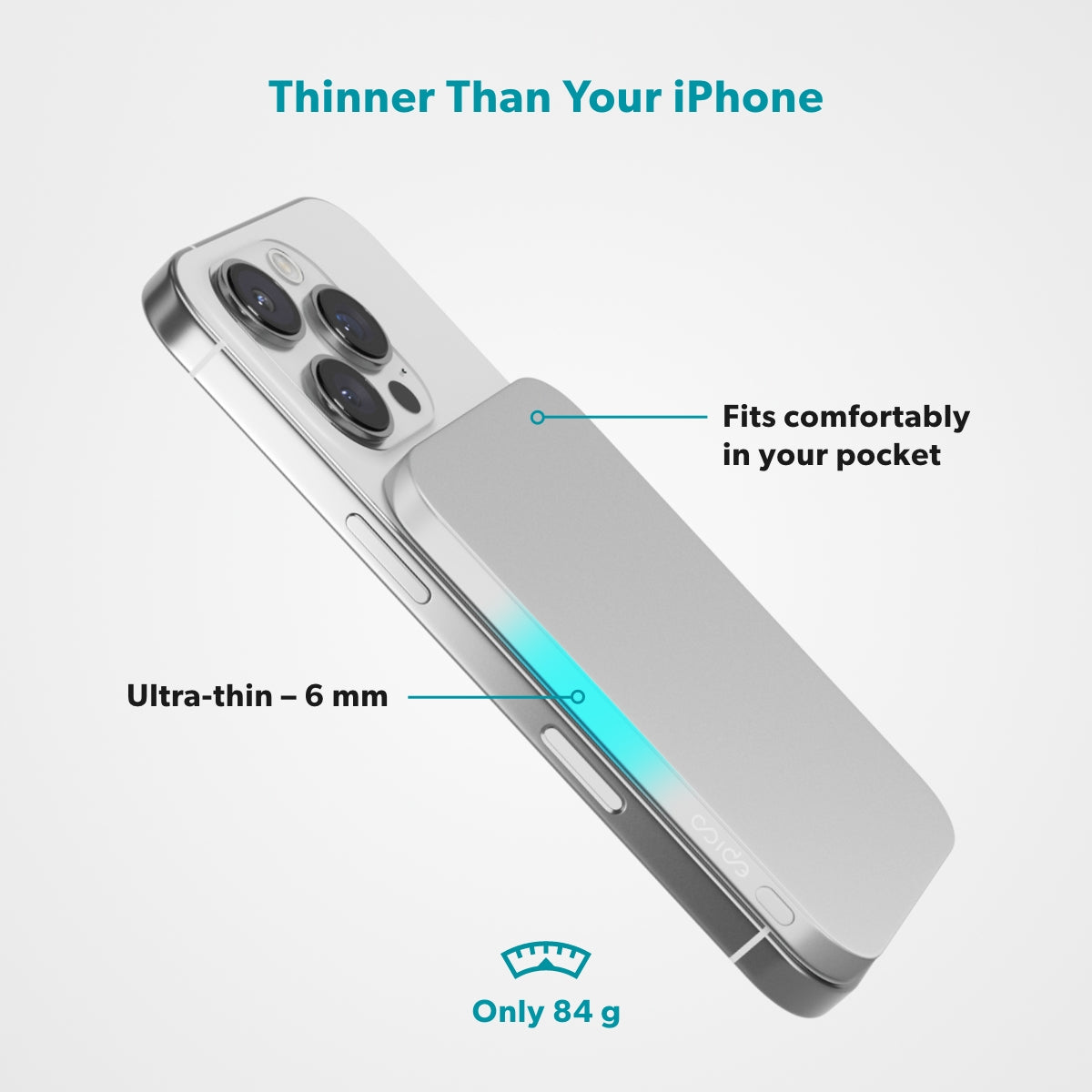 Epico UltraPack Slim 3000mAh Alu Mag+ Wireless Power Bank EM31 - silver