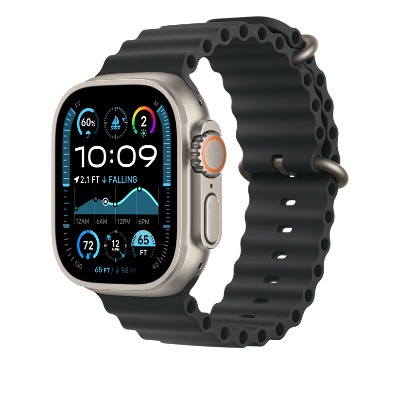 49mm Black Ocean Band - Natural Titanium Finish - iSTYLE BG