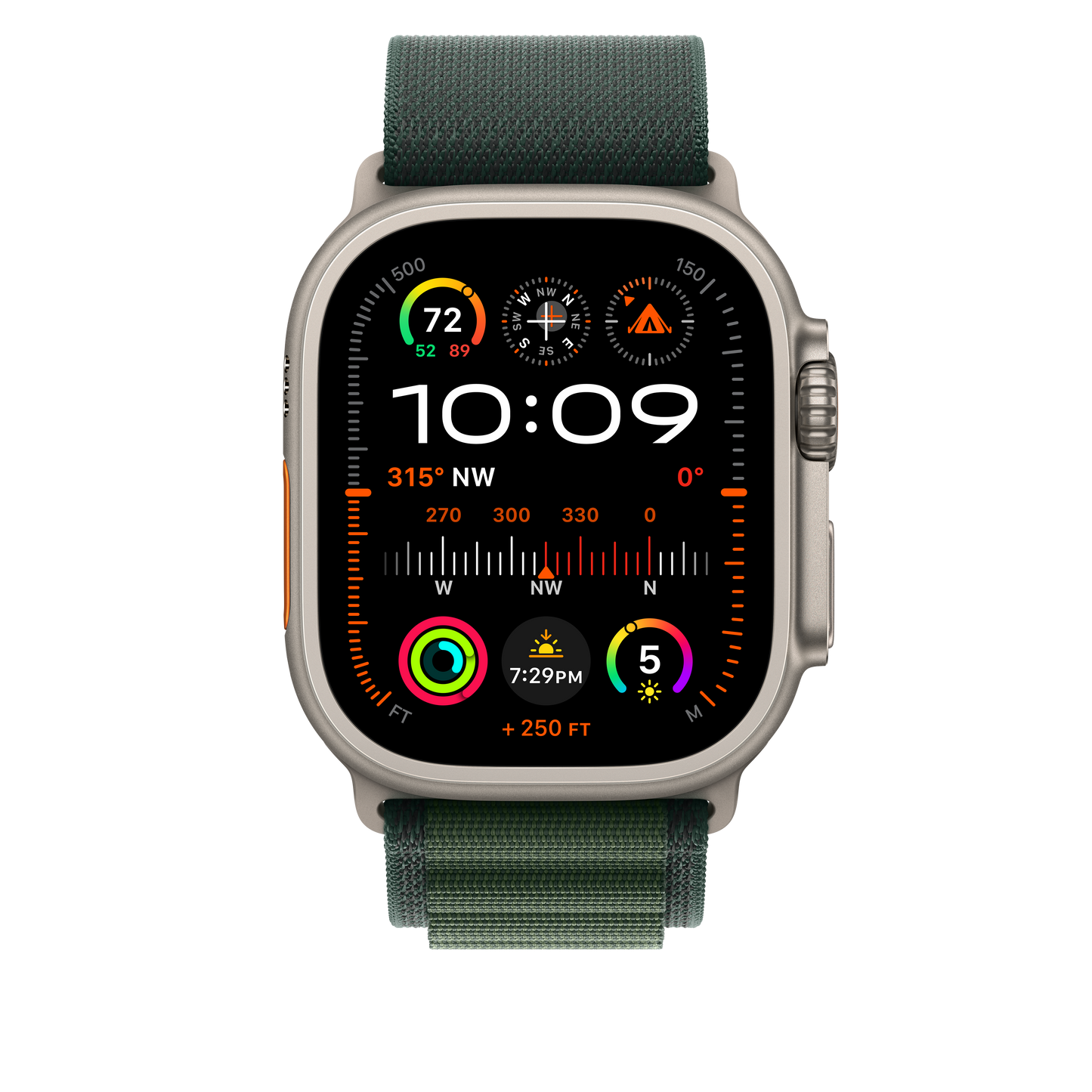 49mm Dark Green Alpine Loop - Small - Natural Titanium Finish - iSTYLE BG