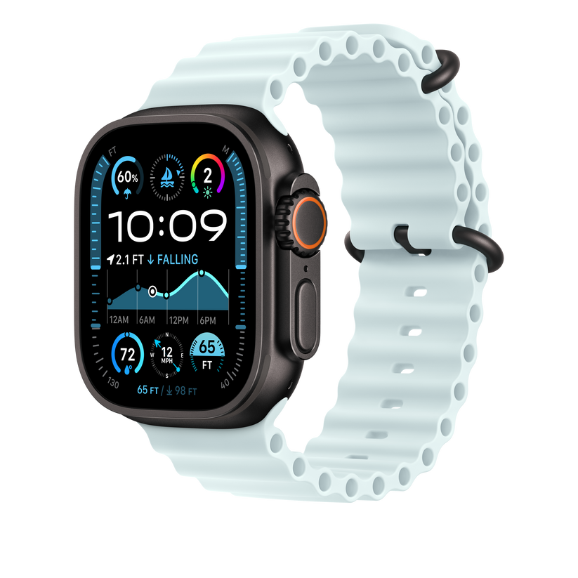 49mm Ice Blue Ocean Band Extension - Black Titanium Finish - iSTYLE BG