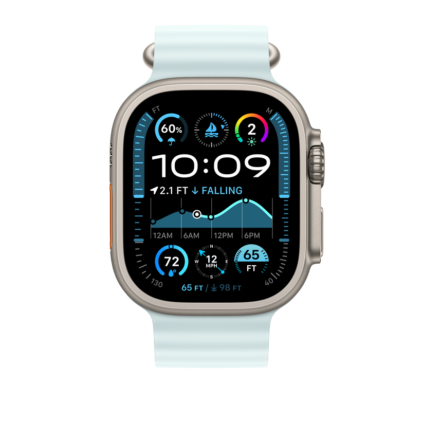 49mm Ice Blue Ocean Band - Natural Titanium Finish - iSTYLE BG