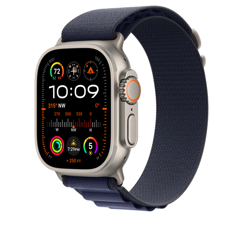 49mm Navy Alpine Loop - Large - Natural Titanium Finish - iSTYLE BG