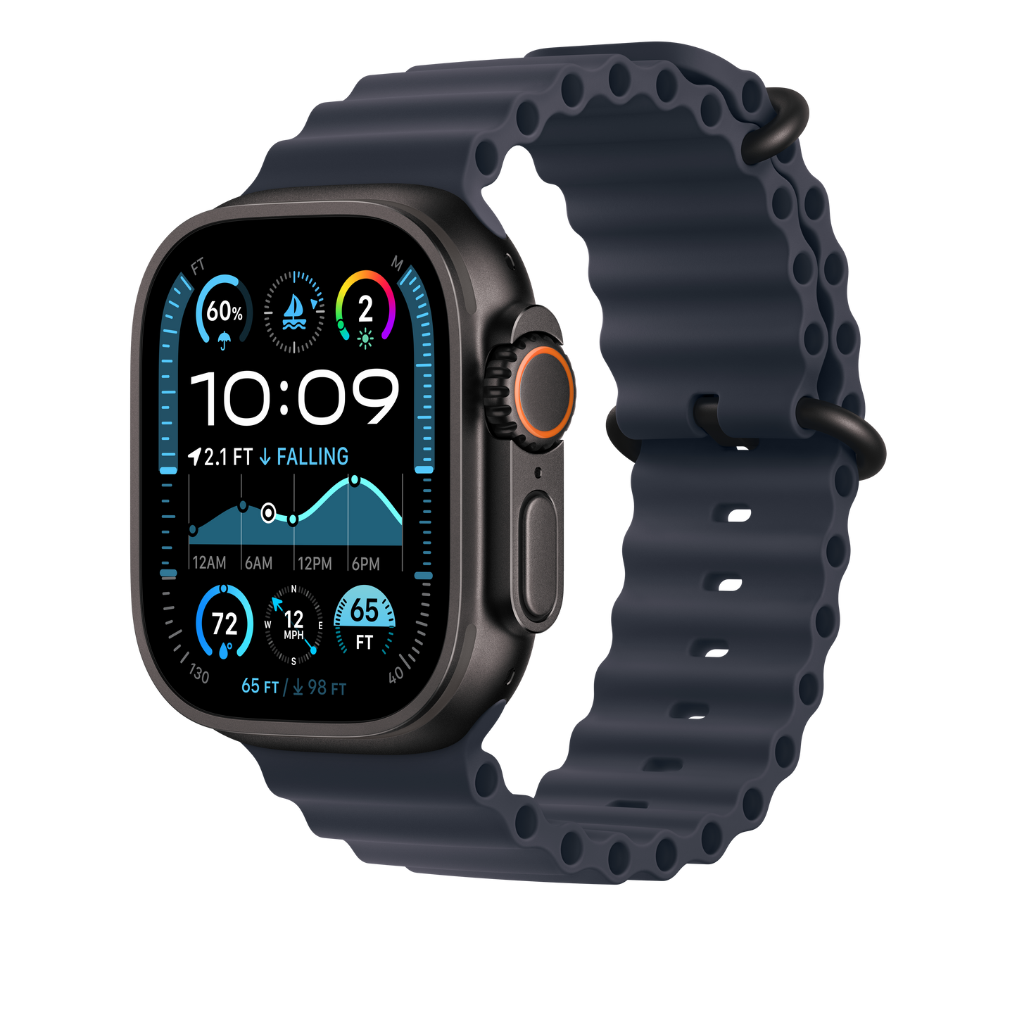 49mm Navy Ocean Band - Black Titanium Finish - iSTYLE BG