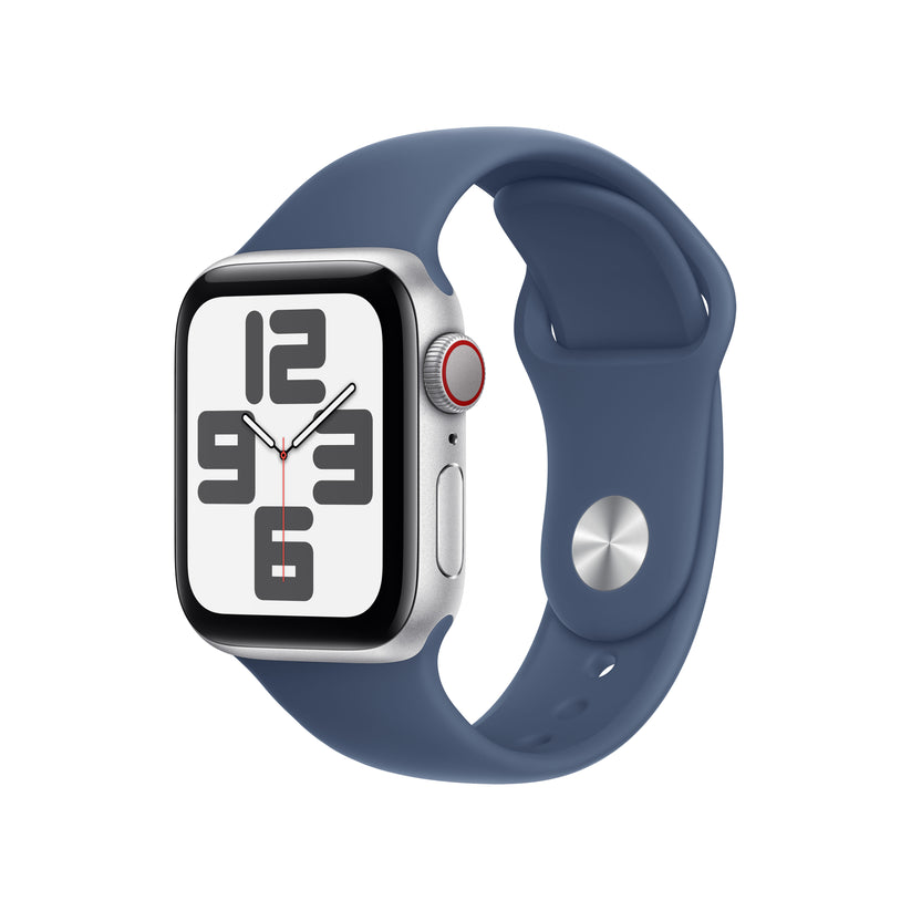 Apple Watch SE GPS + Cellular 40mm Silver Aluminium Case with Denim Sport Band - S/M - iSTYLE BG