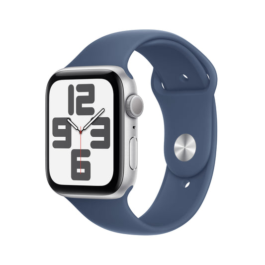 Apple Watch SE GPS 44mm Silver Aluminium Case with Denim Sport Band - M/L - iSTYLE BG