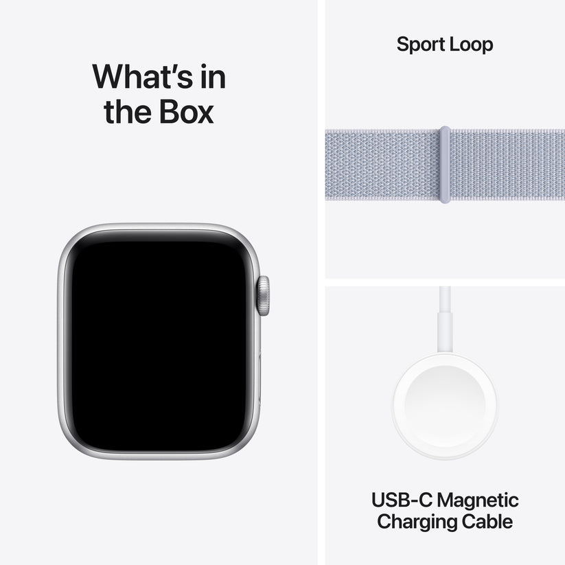 Apple Watch SE GPS 44mm Silver Aluminium Case with Blue Cloud Sport Loop - iSTYLE BG