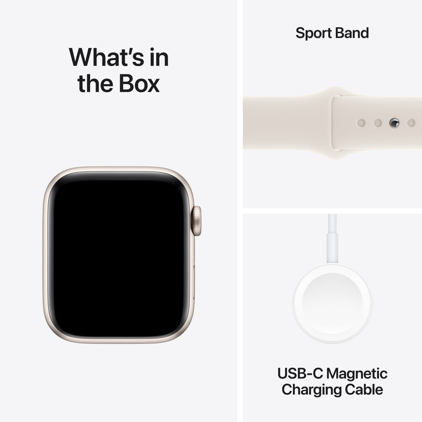 Apple Watch SE GPS 44mm Starlight Aluminium Case with Starlight Sport Band - M/L - iSTYLE BG