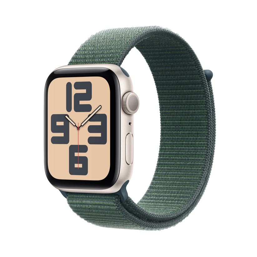 Apple Watch SE GPS 44mm Starlight Aluminium Case with Lake Green Sport Loop - iSTYLE BG