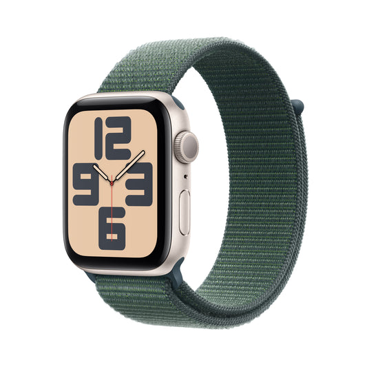 Apple Watch SE GPS 44mm Starlight Aluminium Case with Lake Green Sport Loop - iSTYLE BG