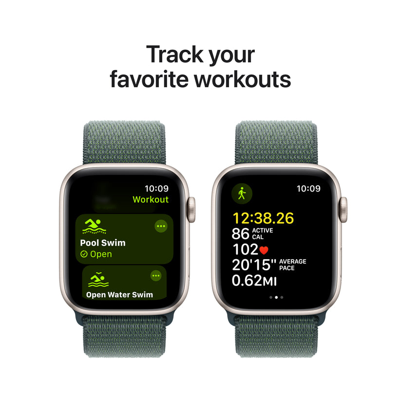 Apple Watch SE GPS 44mm Starlight Aluminium Case with Lake Green Sport Loop - iSTYLE BG