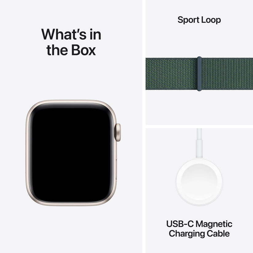 Apple Watch SE GPS 44mm Starlight Aluminium Case with Lake Green Sport Loop - iSTYLE BG