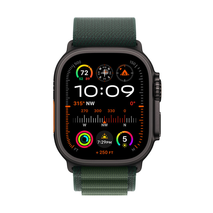 Apple Watch Ultra 2 GPS + Cellular 49mm Black Titanium Case with Dark Green Alpine Loop - L - iSTYLE BG