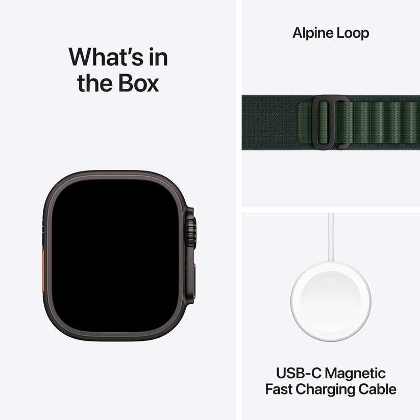 Apple Watch Ultra 2 GPS + Cellular 49mm Black Titanium Case with Dark Green Alpine Loop - L - iSTYLE BG