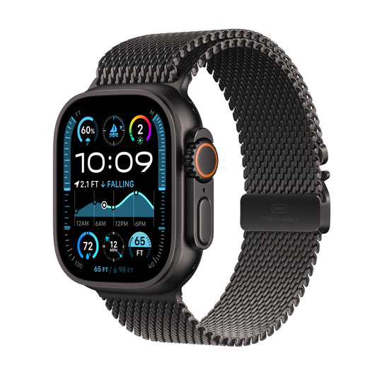Apple Watch Ultra 2 GPS + Cellular 49mm Black Titanium Case with Black Titanium Milanese Loop - Large - iSTYLE BG