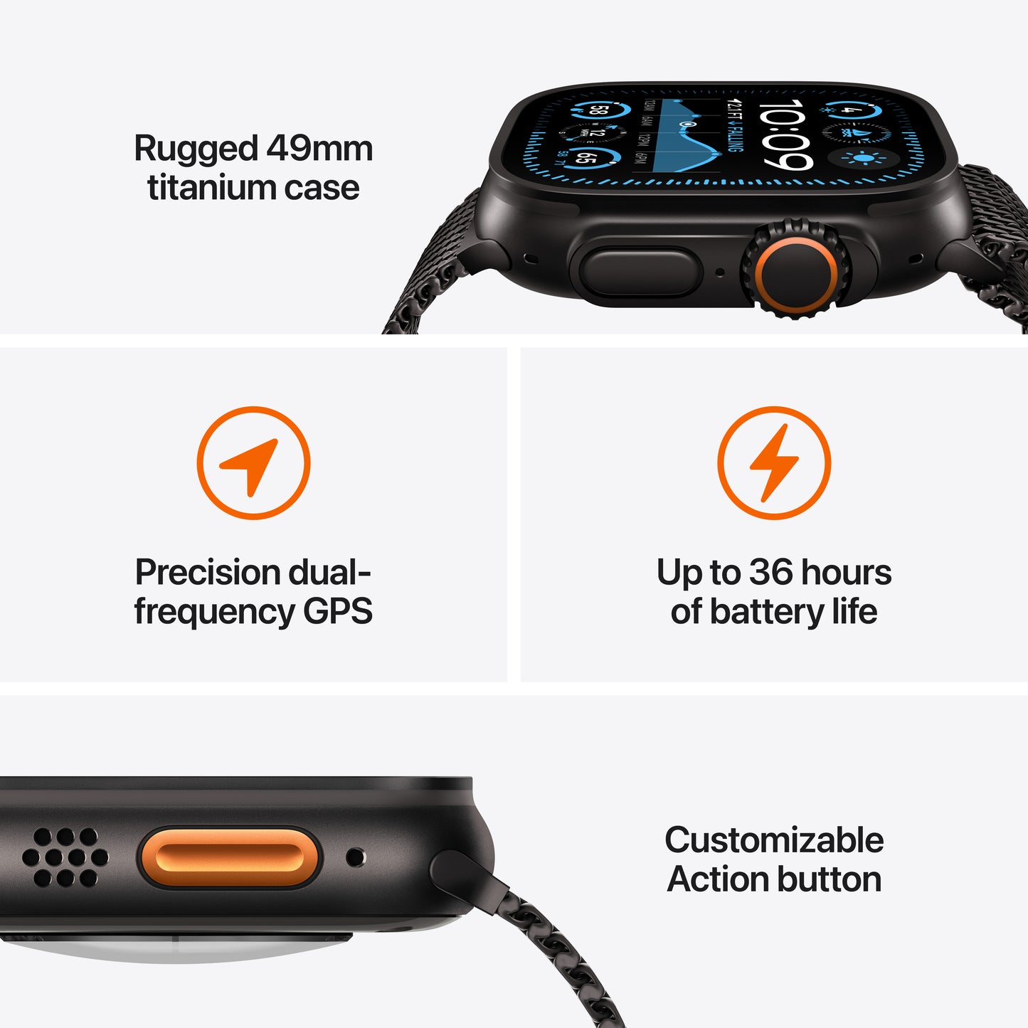Apple Watch Ultra 2 GPS + Cellular 49mm Black Titanium Case with Black Trail Loop - S/M - iSTYLE BG