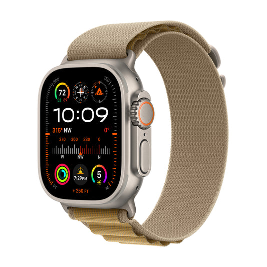 Apple Watch Ultra 2 GPS + Cellular 49mm Natural Titanium Case with Tan Alpine Loop - S - iSTYLE BG