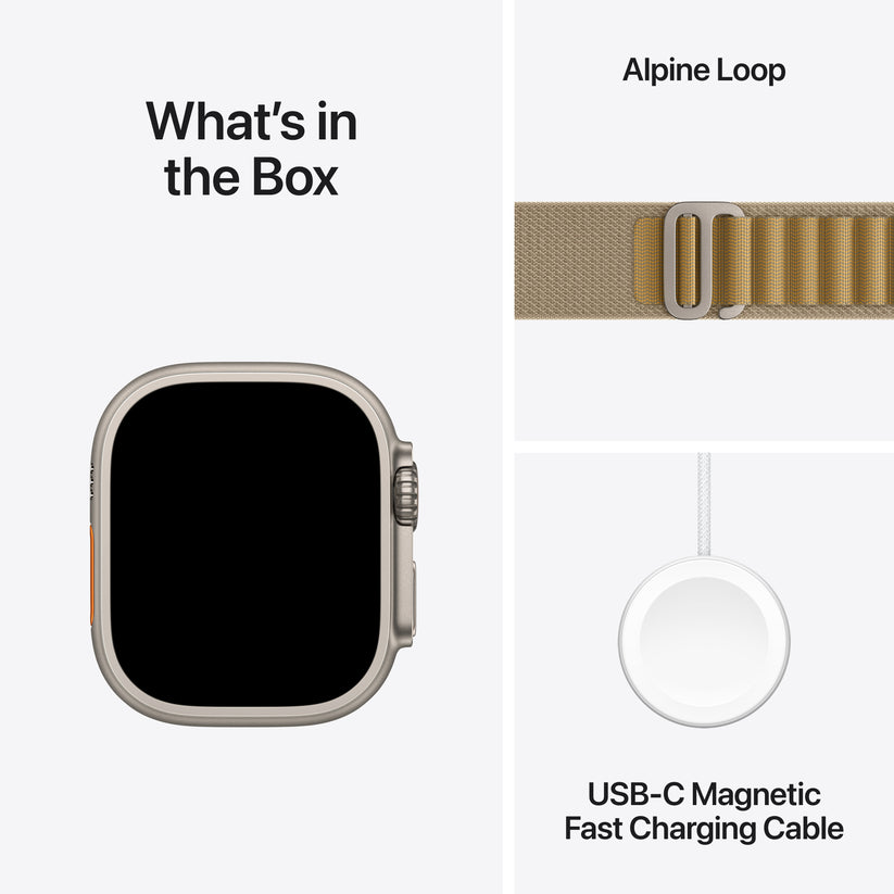 Apple Watch Ultra 2 GPS + Cellular 49mm Natural Titanium Case with Tan Alpine Loop - L - iSTYLE BG