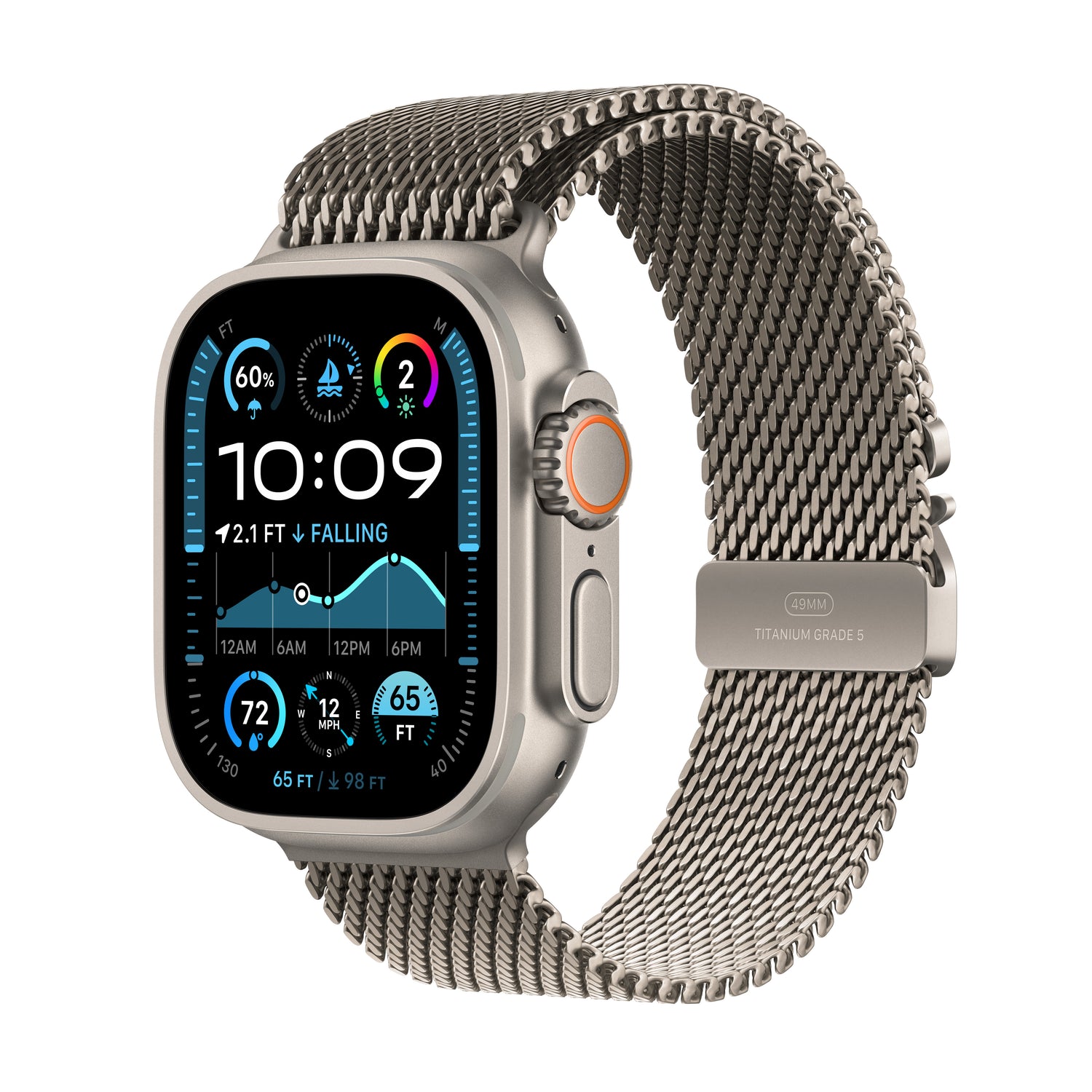 Apple Watch Ultra 2 GPS + Cellular 49mm Natural Titanium Case with Natural Titanium Milanese Loop - Medium - iSTYLE BG